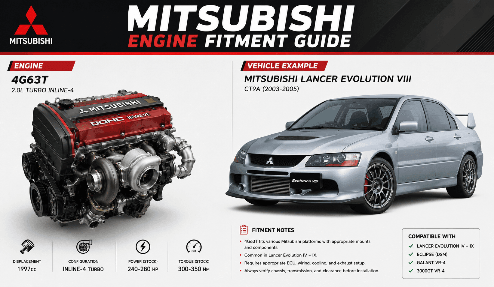 Mitsubishi Engine Fitment Guide | Find the Right Used Mitsubishi Engine